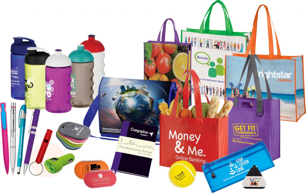 A range of branded promotional products printed by Almasi Prints